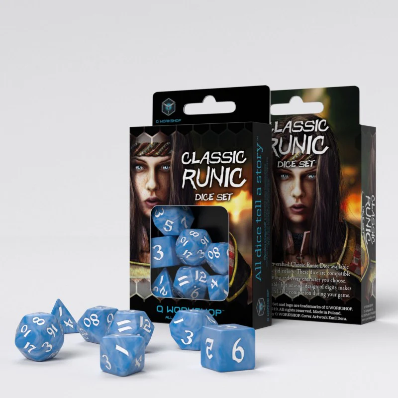 Q-WORKSHOP DICE SET CLASSIC RUNIC GLACIER