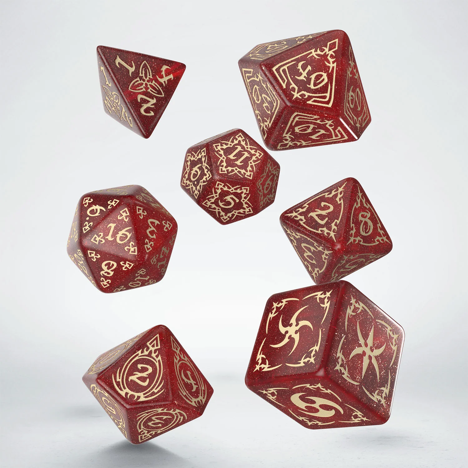 TRIBAL DICE SET: SHIMMERING RED AND BEIGE