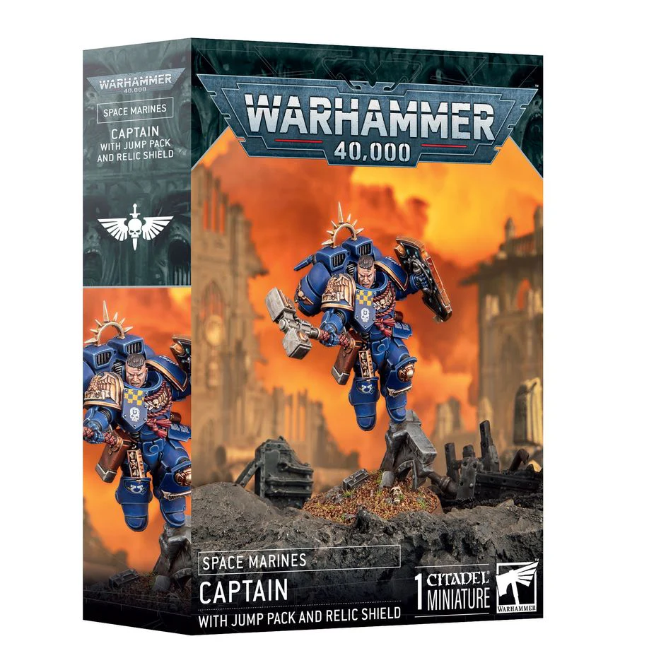 WARHAMMER 40K - SPACE MARINE CAPTAIN WITH JUMP PACK AND RELIC SHIELD